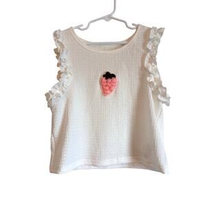 Sleeveless Strawberry Ruffled Smocked Top Pearls Girls 10 Coquette Soft Girl
